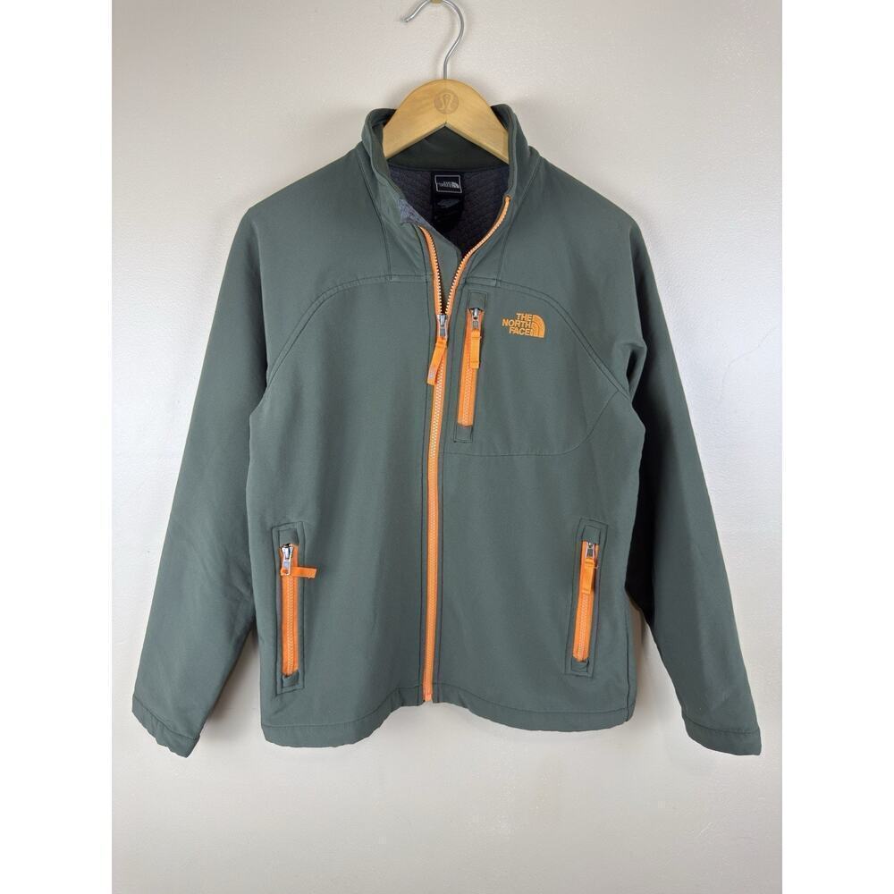 The North Face Shellrock Boys L 14/16 Olive Green Jacket with Orange Zippers